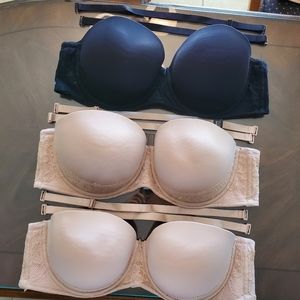 Lot of 3 Torrid "strapless" bras with straps 40DD